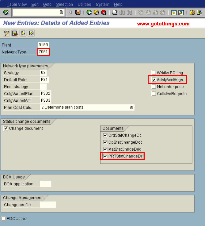 Specifying Parameters for Network Type